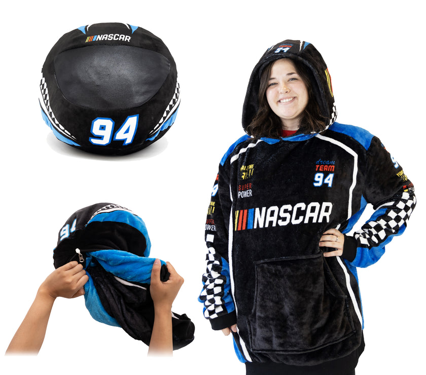 NASCAR | Black Racing Suit Snugible 2-in-1 Blanket Hoodie & Pillow