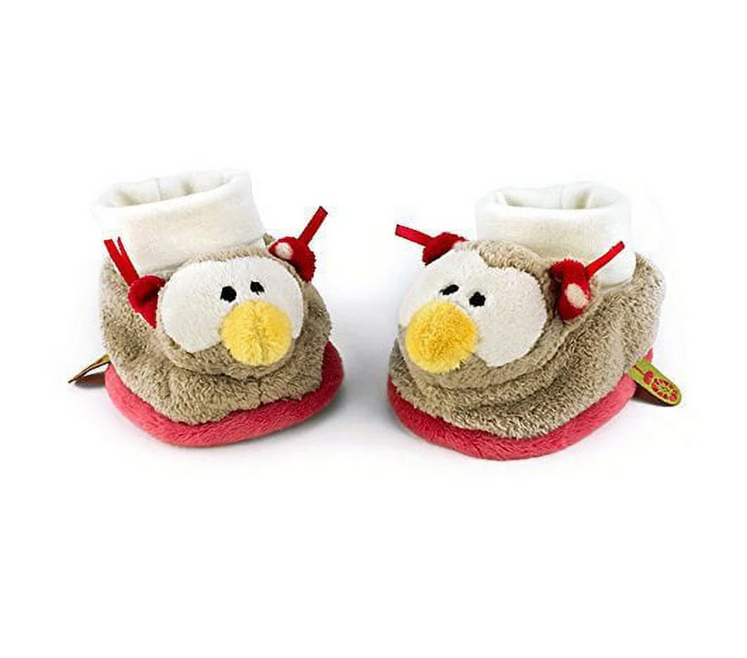 Neat-Oh My First NICI Baby Booties Owl with Rattle Plush