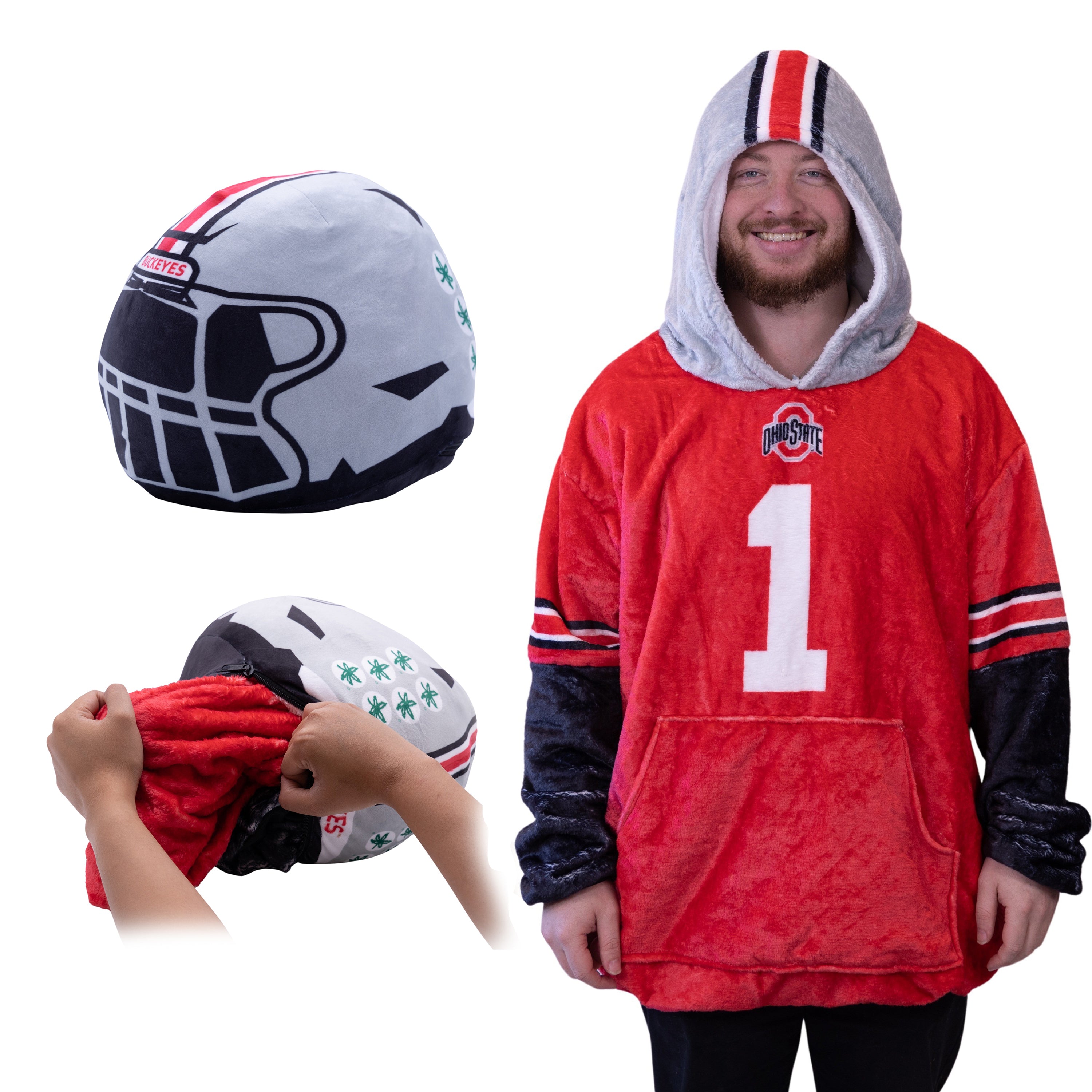 Ohio State University Helmet Snugible | Blanket Hoodie & Pillow