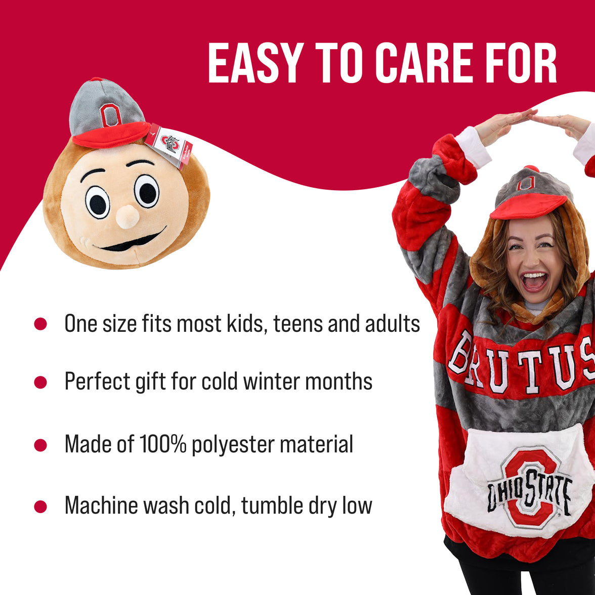 Ohio State University Brutus the Buckeye Snugible 2-in-1 Blanket Hoodie & Pillow