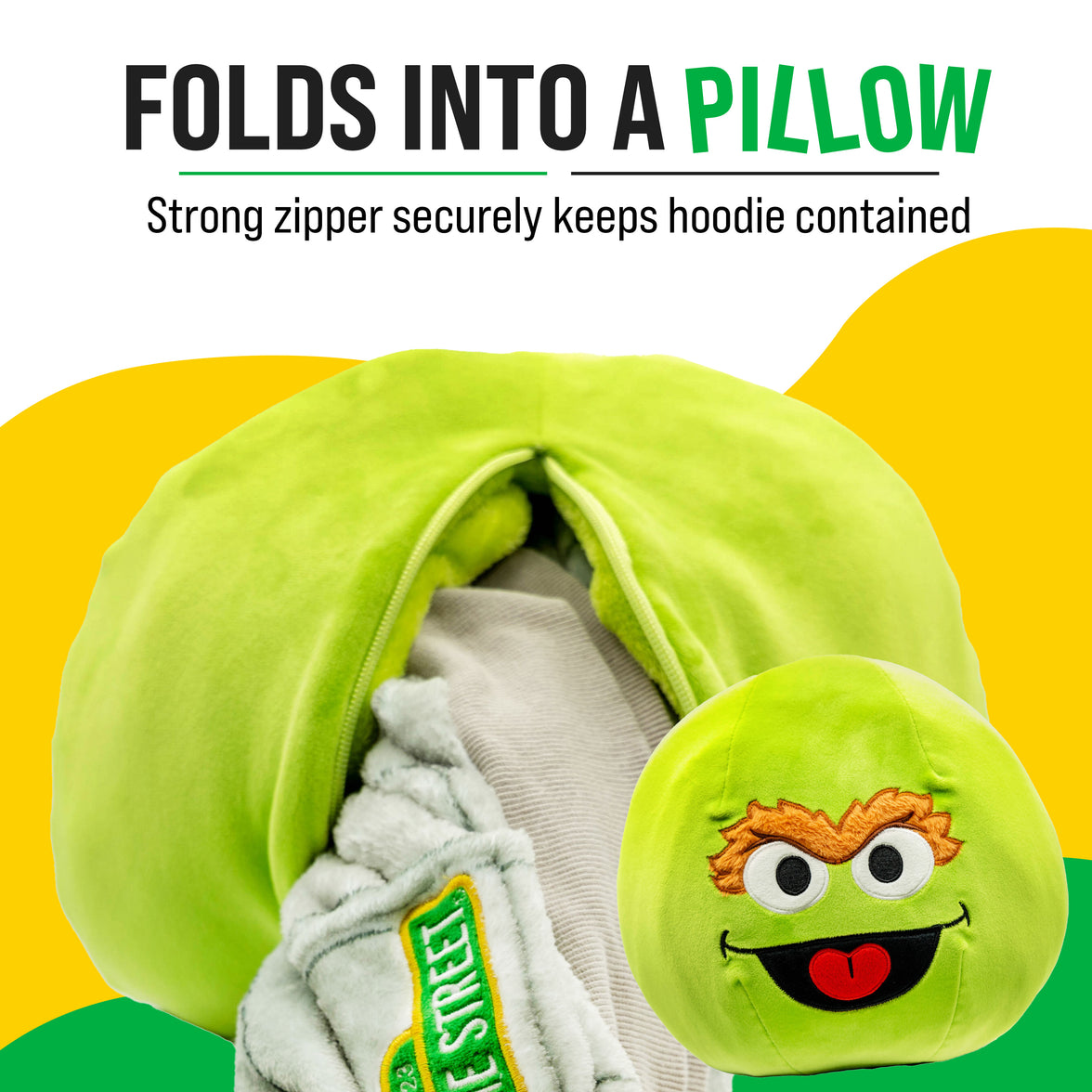 Sesame Street | Oscar The Grouch Kids Snugible 2-in-1 Blanket Hoodie & Pillow