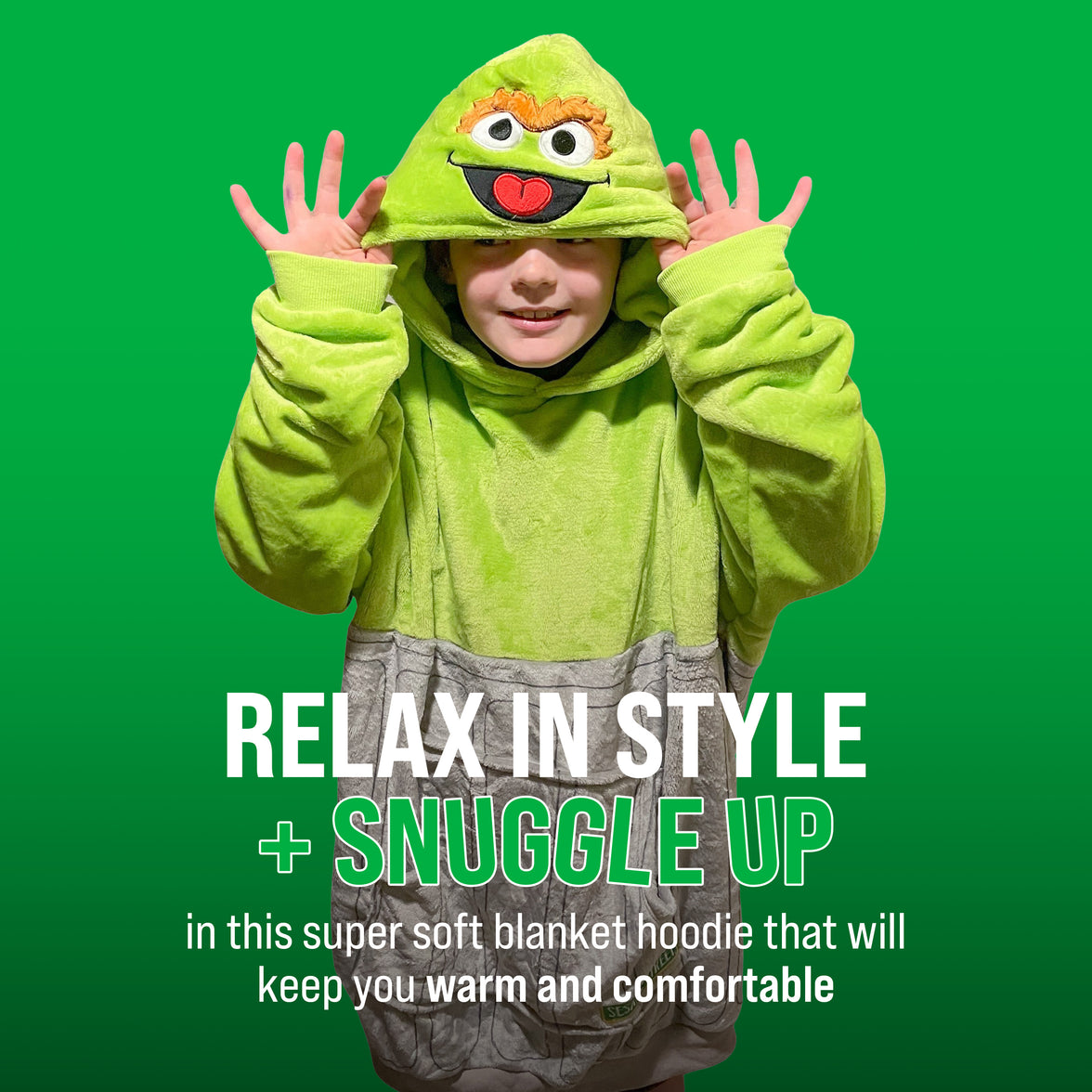 Sesame Street | Oscar The Grouch Kids Snugible 2-in-1 Blanket Hoodie & Pillow