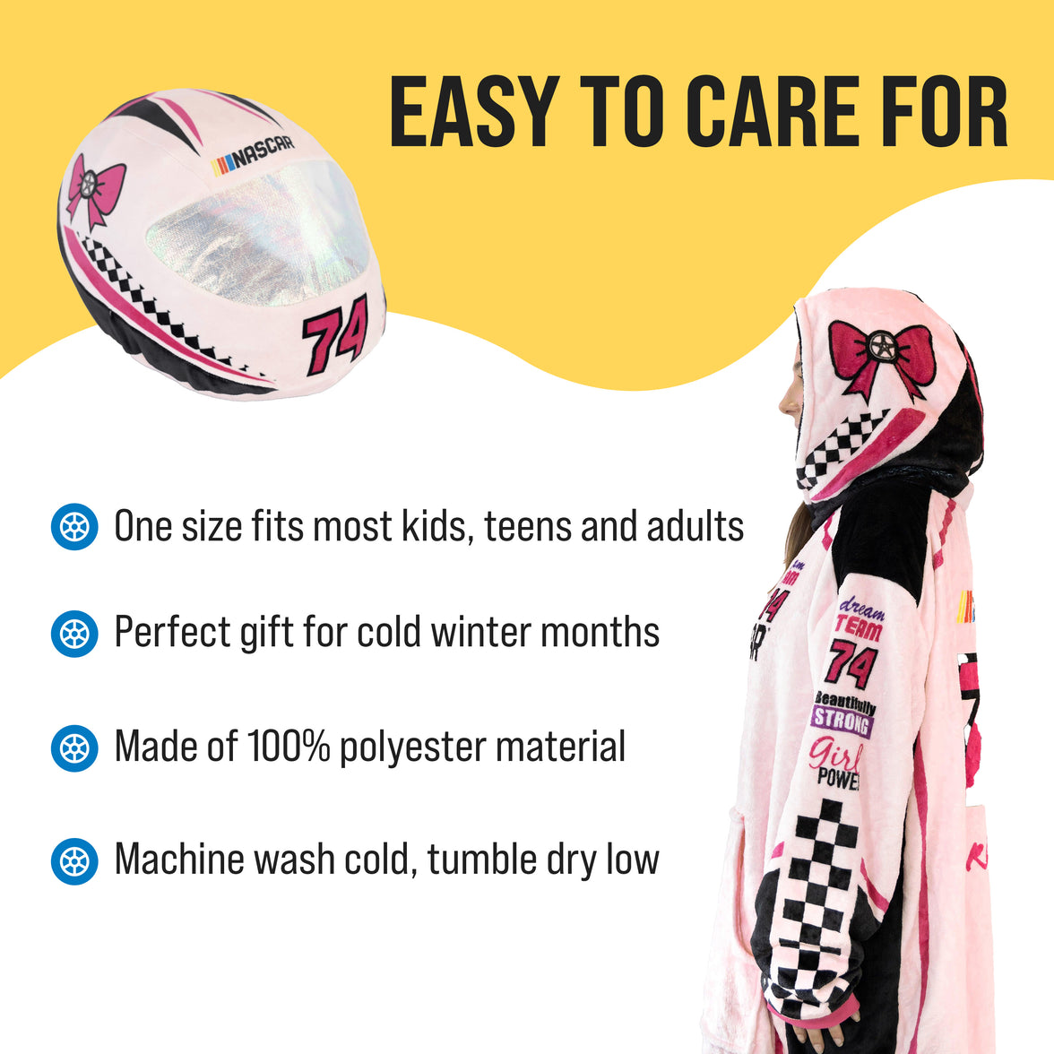 NASCAR | Pink Racing Suit Snugible 2-in-1 Blanket Hoodie & Pillow