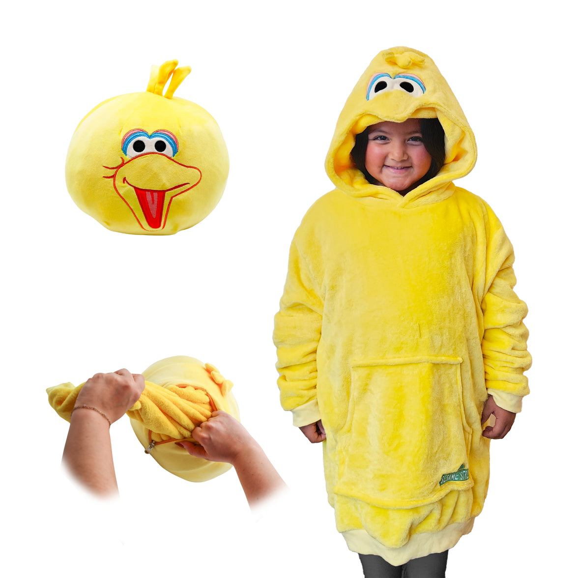 Sesame Street | Big Bird Kids Snugible 2-in-1 Blanket Hoodie & Pillow