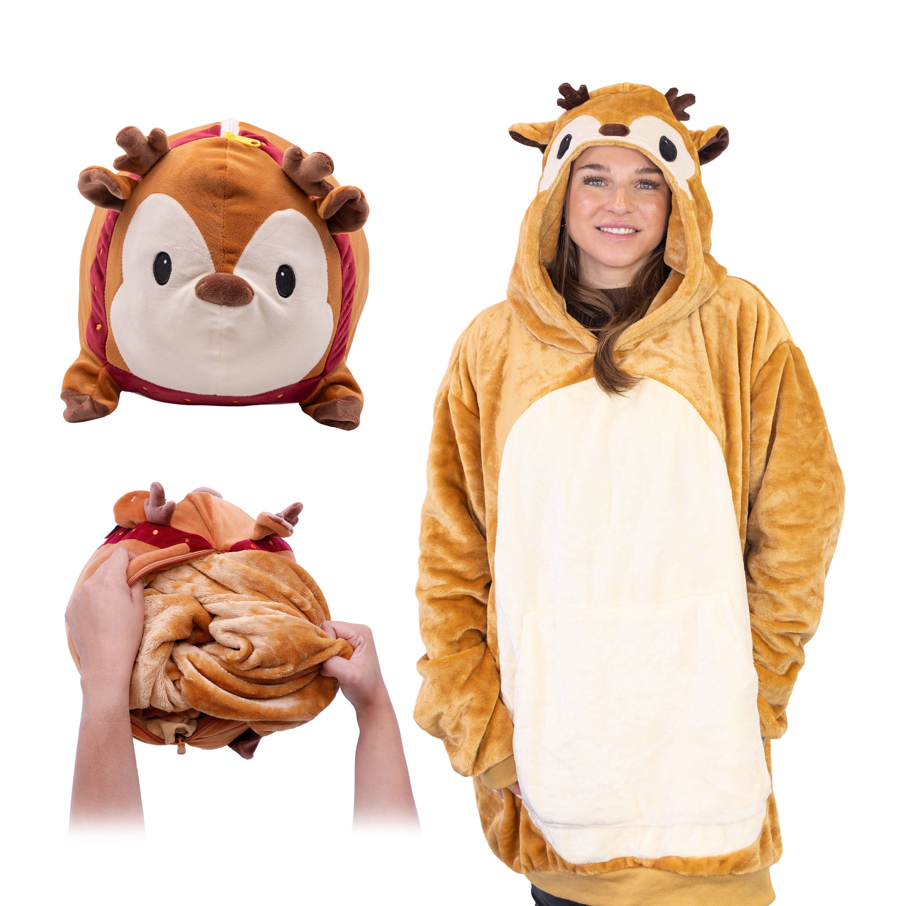 Riley the Reindeer Snugible 2-in-1 Blanket Hoodie & Pillow