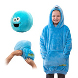 Sesame Street Cookie Monster Kids 2‑in‑1 Blanket Hoodie & Pillow Plush