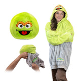 Sesame Street | Oscar the Grouch Adult Snugible 2-in-1 Blanket Hoodie & Pillow