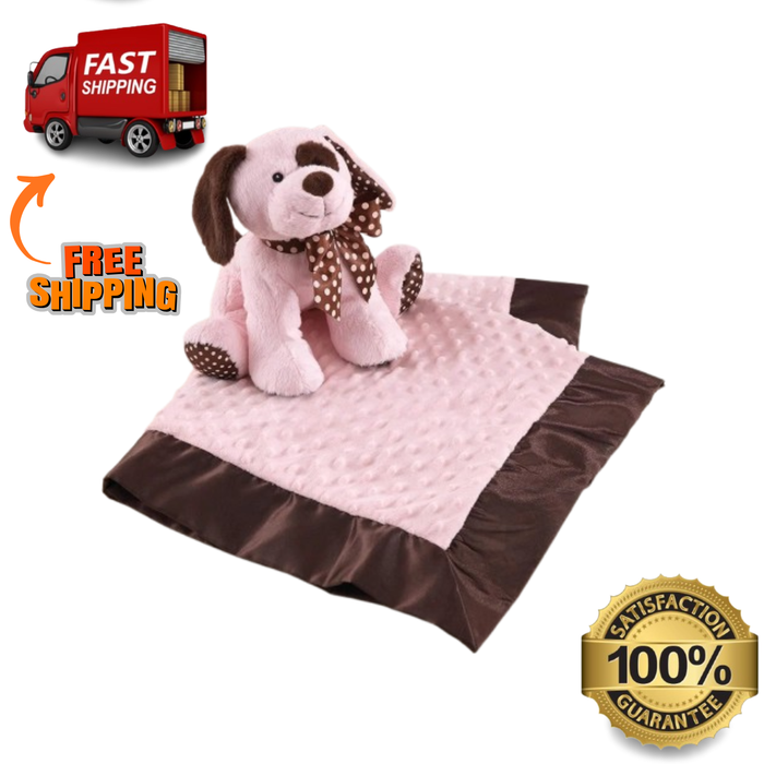 KidKraft Winky Pink Plush Dog & Baby Blanket – Soft Stuffed Toy Gift 10.5"