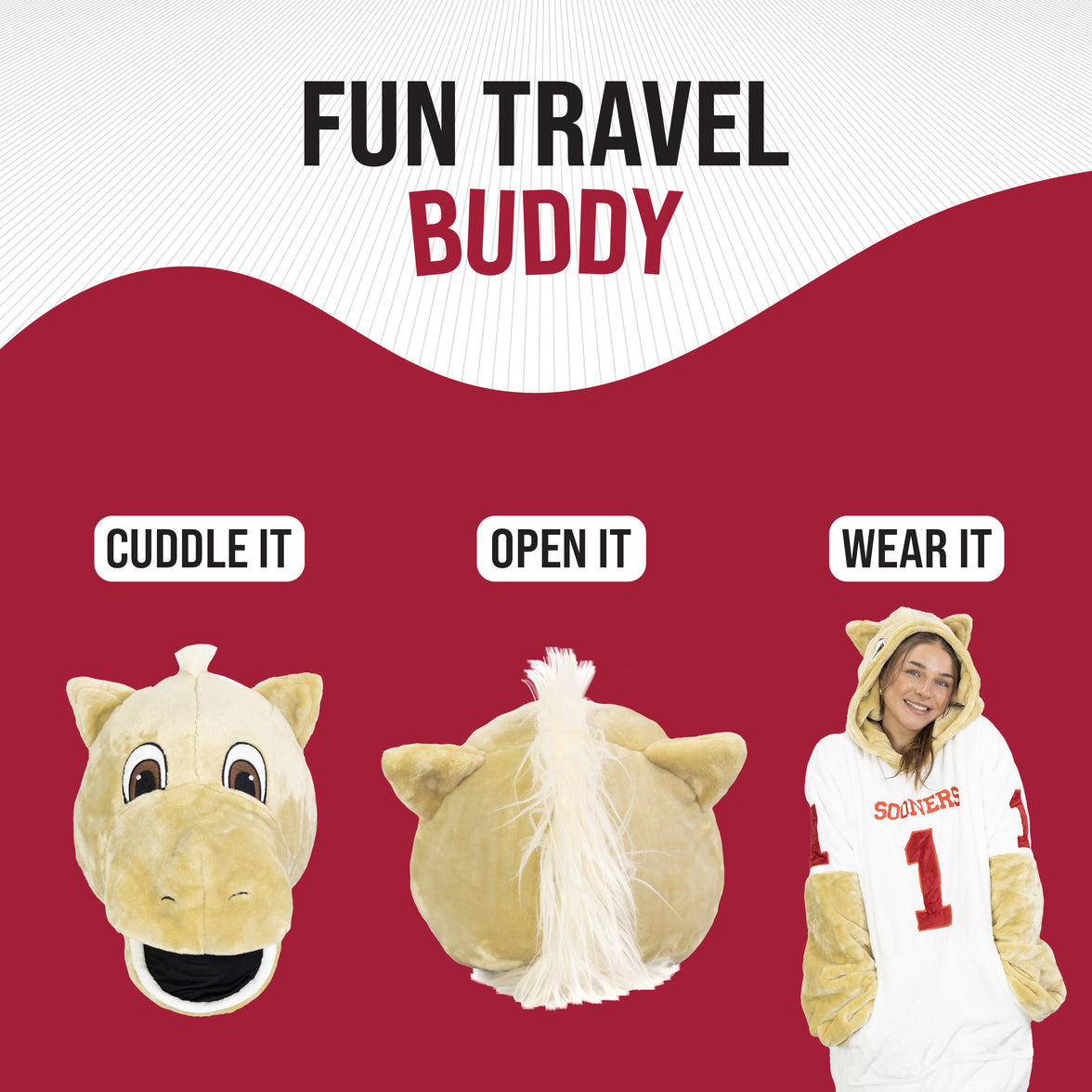 University of Oklahoma Sooner Snugible 2-in-1 Blanket Hoodie & Pillow