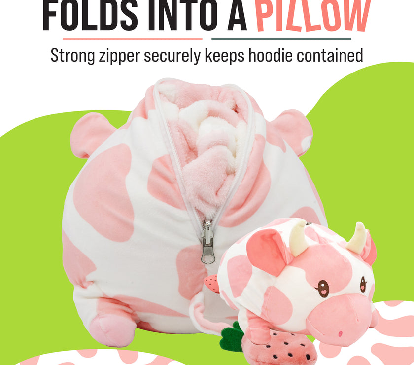 Strawberry Cow Adult Snugible 2-in-1 Blanket Hoodie & Pillow
