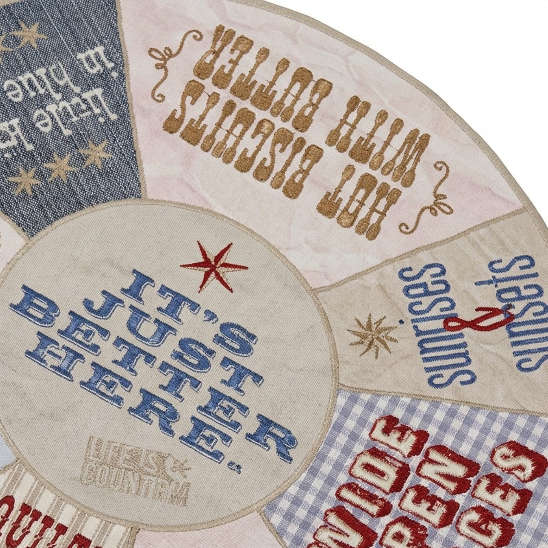 Big Sky Carvers Better Here Patchwork Lazy Susan Decorative Tray