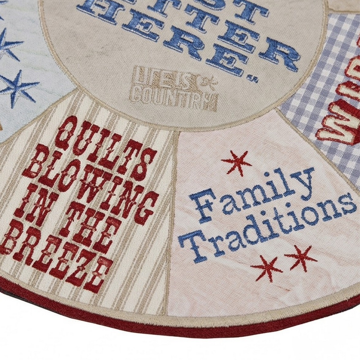 Big Sky Carvers Better Here Patchwork Lazy Susan Decorative Tray