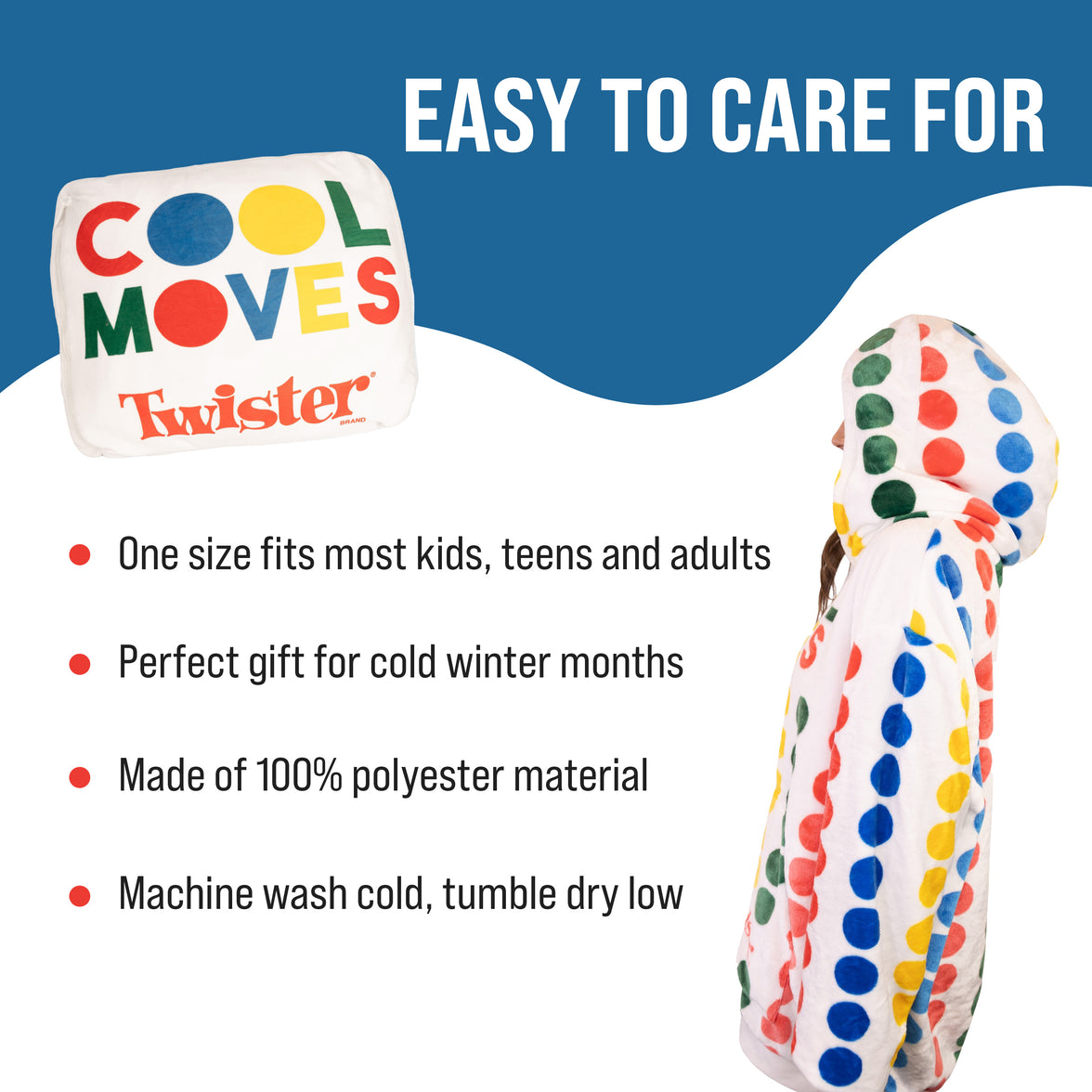 Hasbro | Twister Snugible 2-in-1 Blanket Hoodie & Pillow