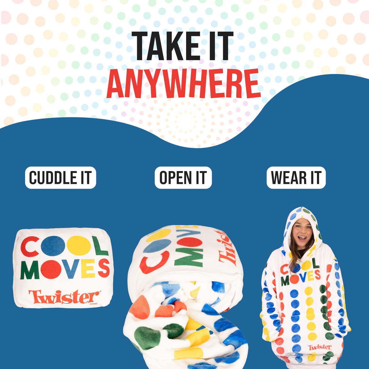 Hasbro | Twister Snugible 2-in-1 Blanket Hoodie & Pillow