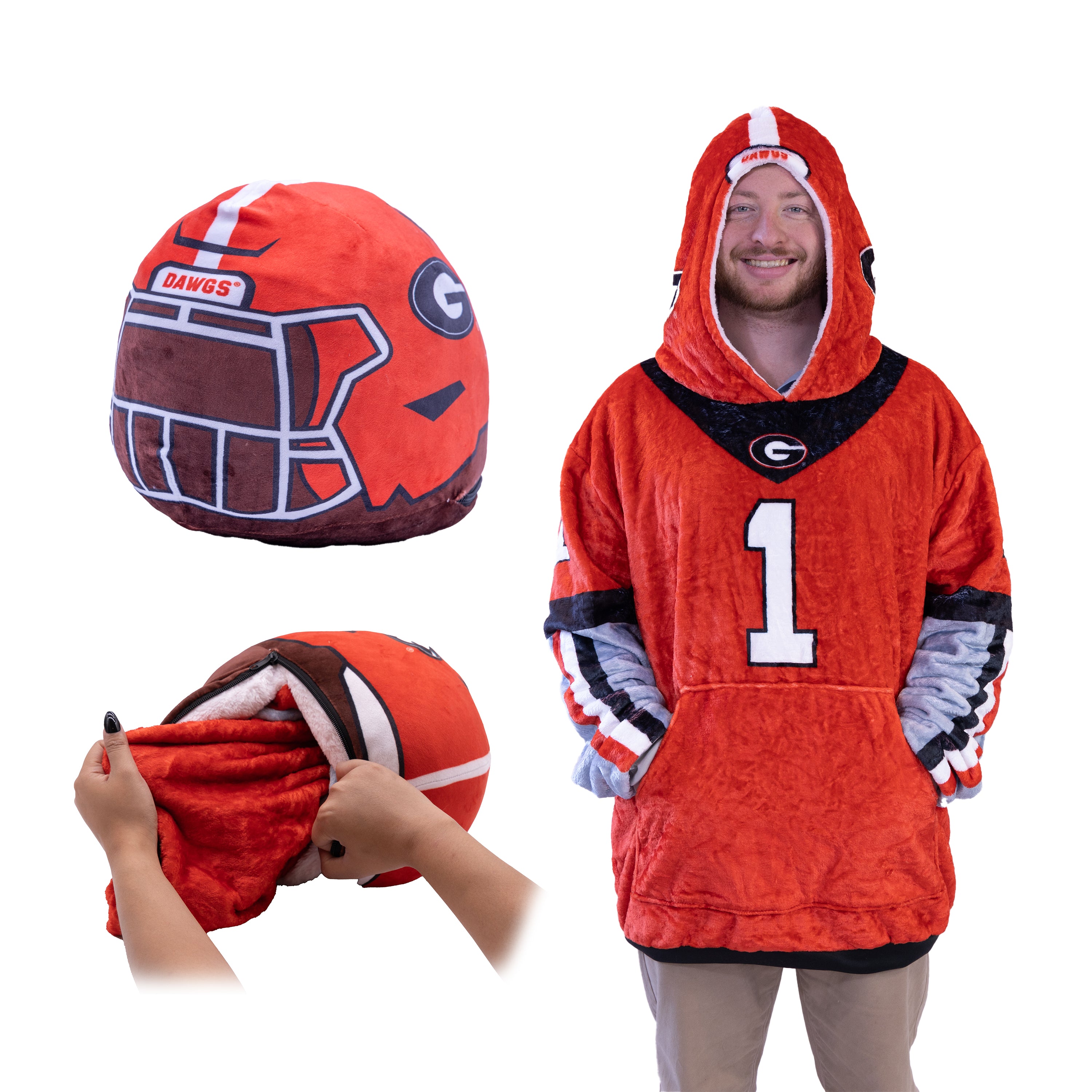 University of Georgia Helmet Snugible | Blanket Hoodie & Pillow