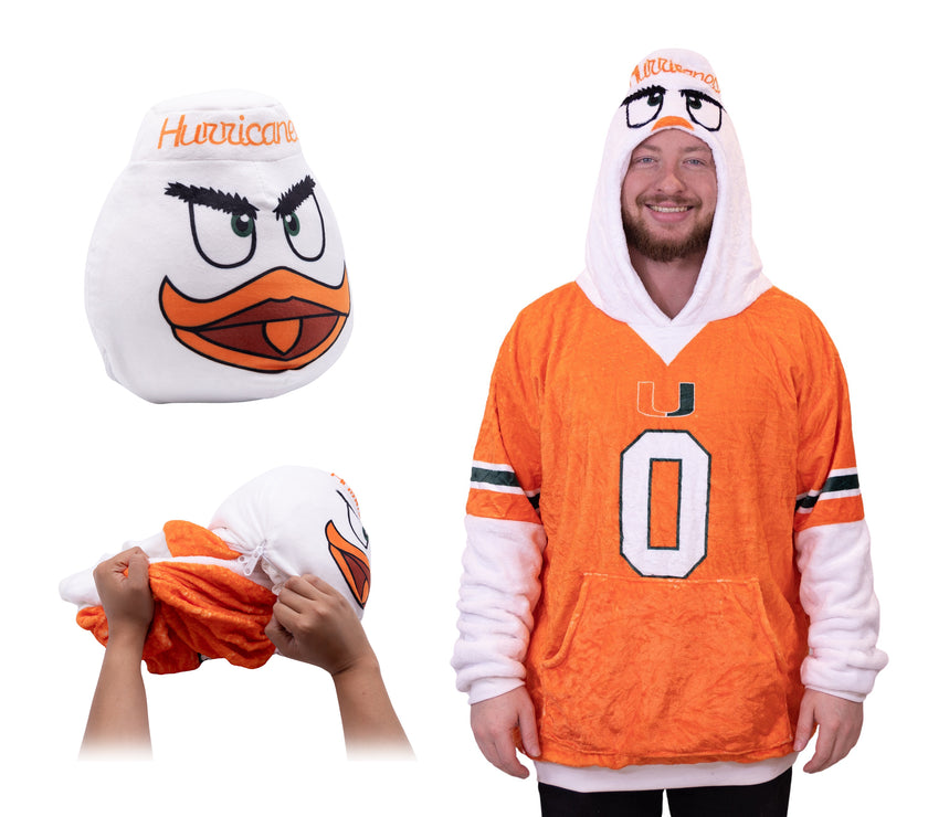 University of Miami Sebastian Snugible 2-in-1 Blanket Hoodie & Pillow
