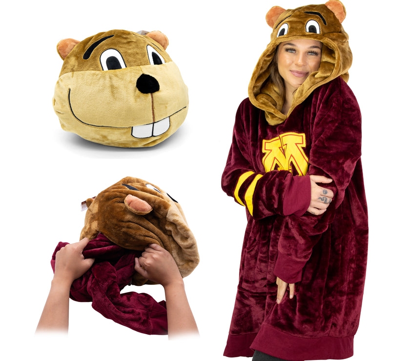 University of Minnesota Gophers Goldy Snugible 2-in-1 Blanket Hoodie & Pillow
