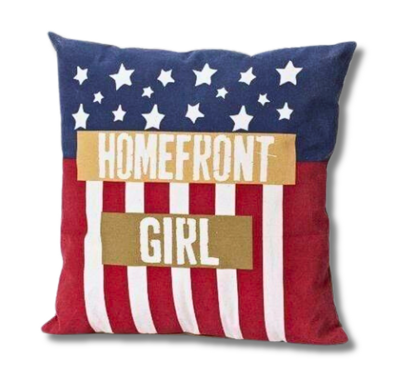 Enesco Homefront Girl American Flag Pillow, 16-Inch