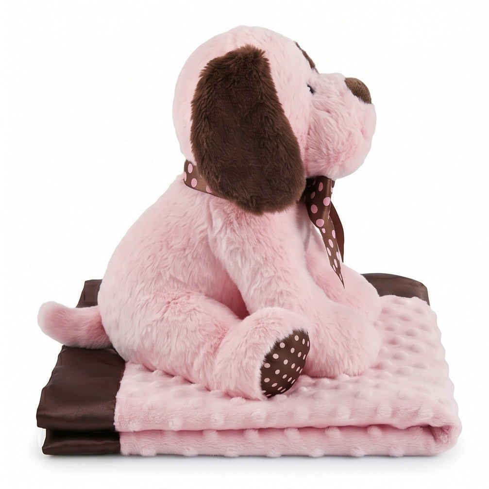 KidKraft Winky Pink Plush Dog & Baby Blanket – Soft Stuffed Toy Gift 10.5"