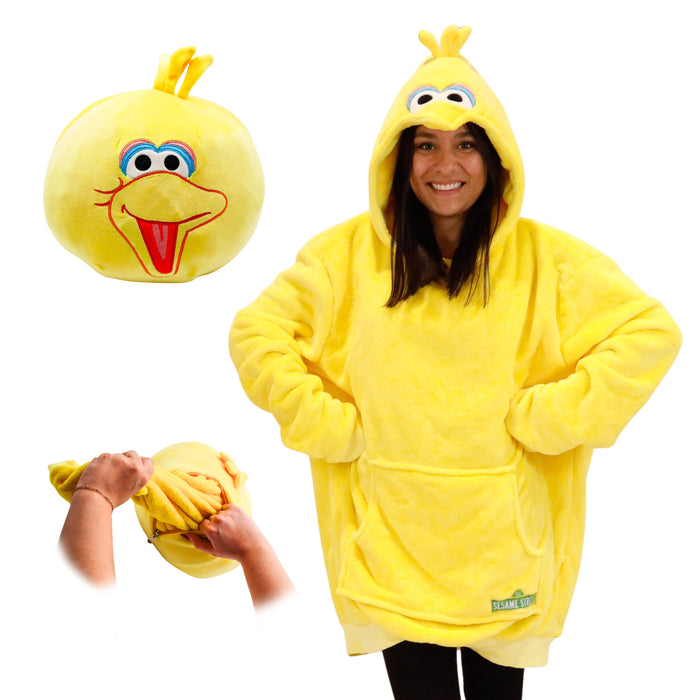 Sesame Street | Big Bird Adult Snugible 2-in-1 Blanket Hoodie & Pillow