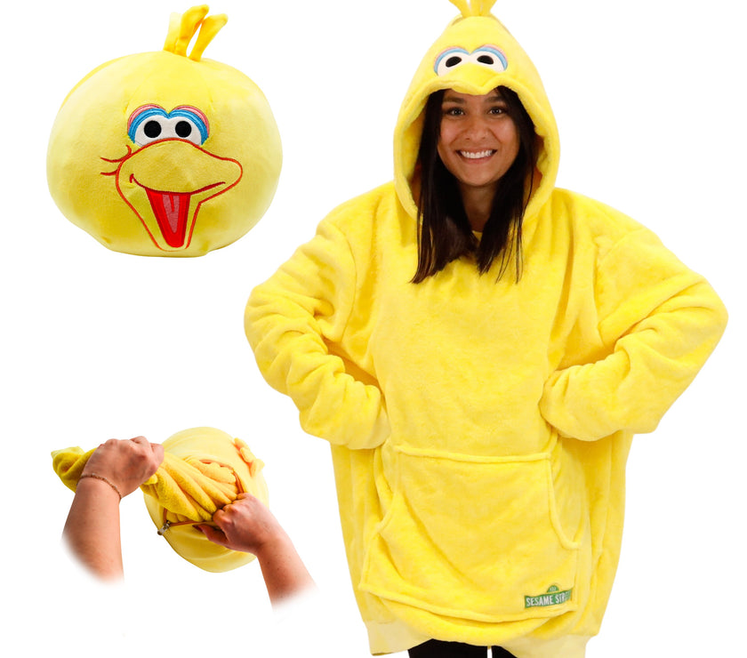 Sesame Street | Big Bird Adult Snugible 2-in-1 Blanket Hoodie & Pillow