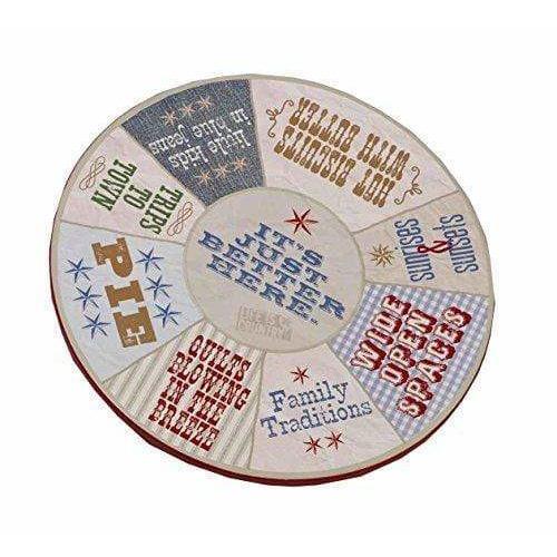 Big Sky Carvers Better Here Patchwork Lazy Susan Decorative Tray