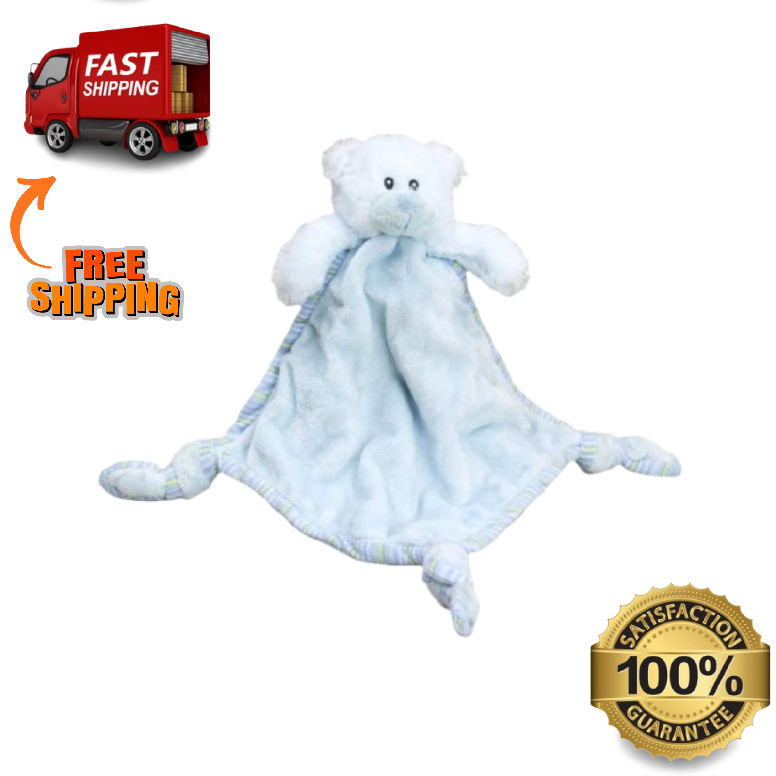 Blue Bear Baby Blanket Plush Lovey – Russ Berrie Soft Security Toy Gift