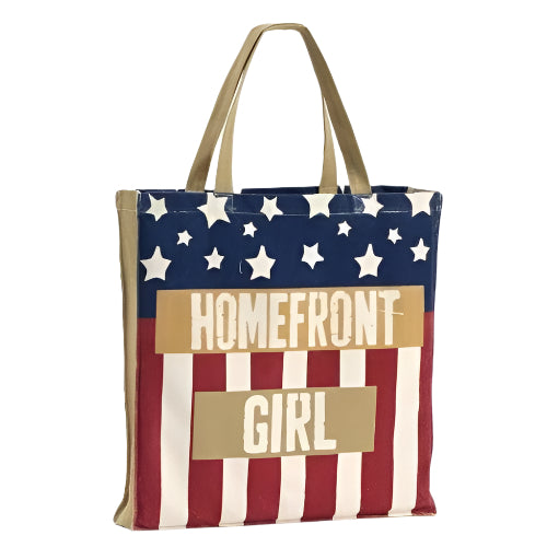 Enesco Homefront Girl American Flag Tote, 16.7-Inch
