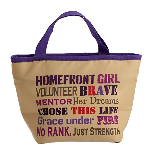 Enesco Homefront Girl - Lunchbag Word Cloud