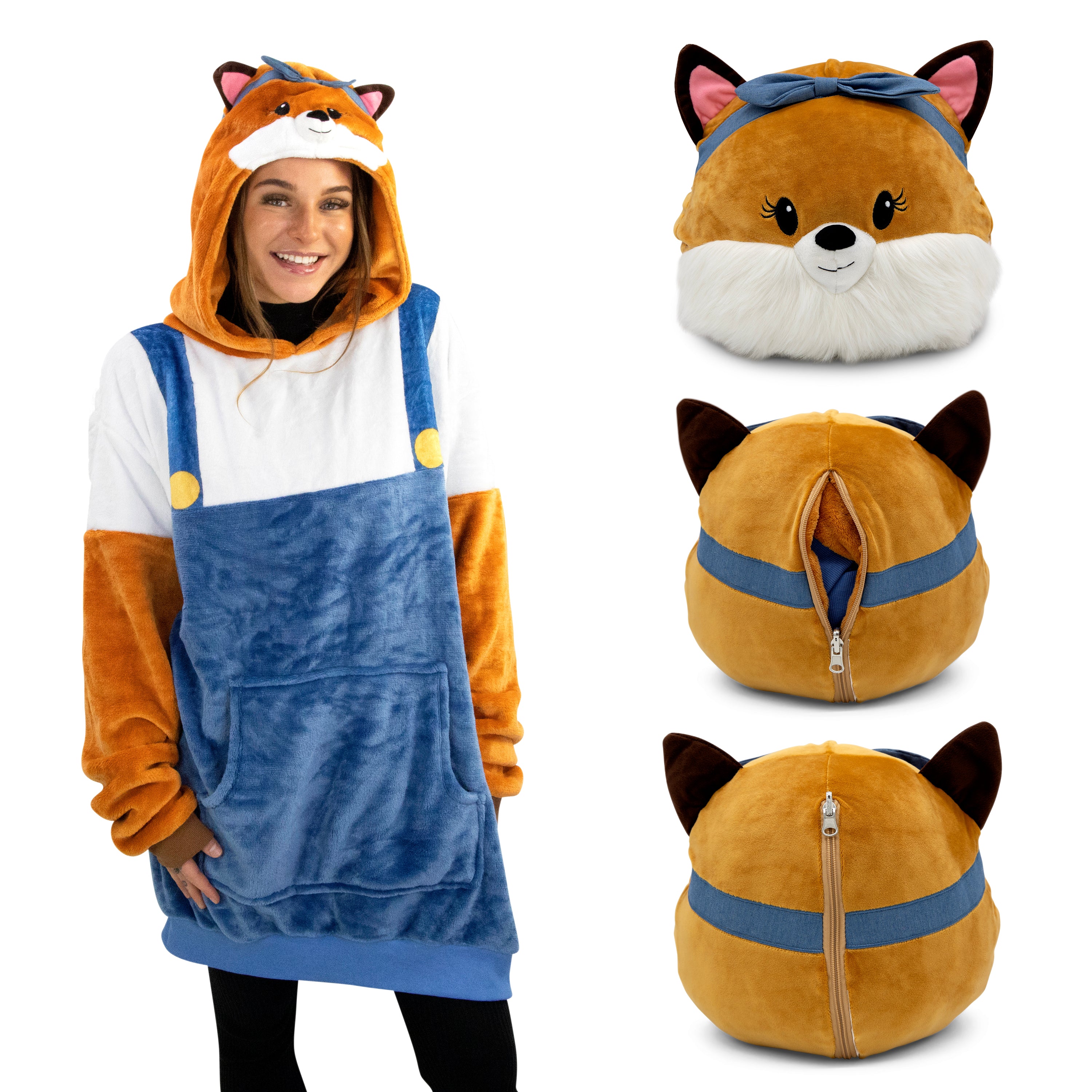 Sharewood Forest Friends Snugible Fiona the Fox Adult | Blanket Hoodie & Pillow