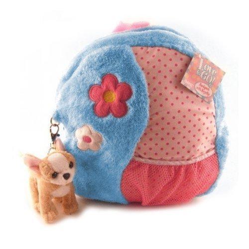 Ganz Love to Go Blue - Plush Backpack with Chihuahua Keyclip - Backpack for Kids - 12 Inch Diameter