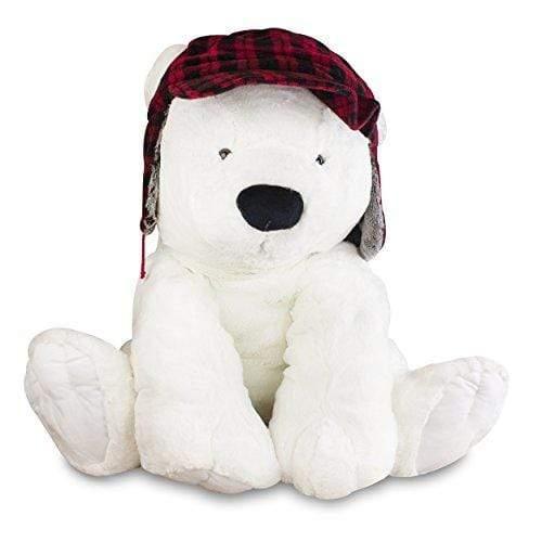 Gitzy Jumbo Polar Bear with Hunting Hat - Plush Teddy Bear - Large Stuffed Animal - 2.5 Feet Tall