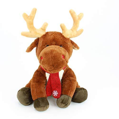 Gitzy Christmas Gitzy Plush Holiday Moose with Red Scarf - Stuffed Animal for Kids - Holiday Decoration