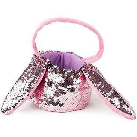 Gitzy Pink Sequin Easter Basket, 8 Inch Bunny Gift Baskets