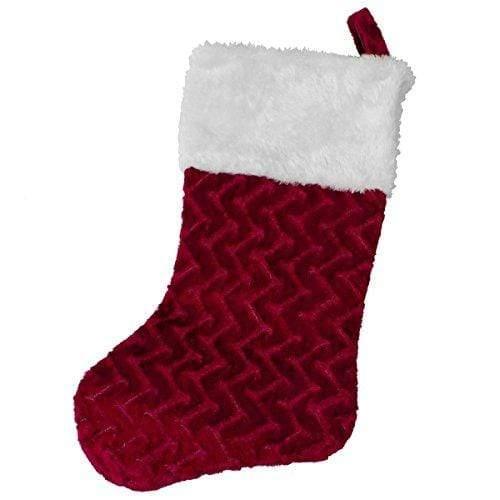 Home for the Holidays Red Plush Stocking with White Top