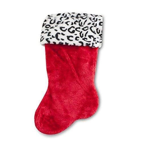 Home for the Holidays Soft White Leopard Animal Print Stocking 18in