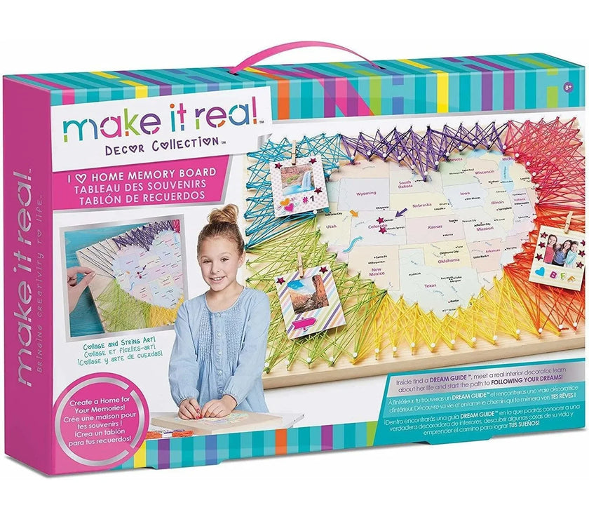 Make It Real I "Heart" Home Memory Board USA Map and Map Pins Craft for Kids