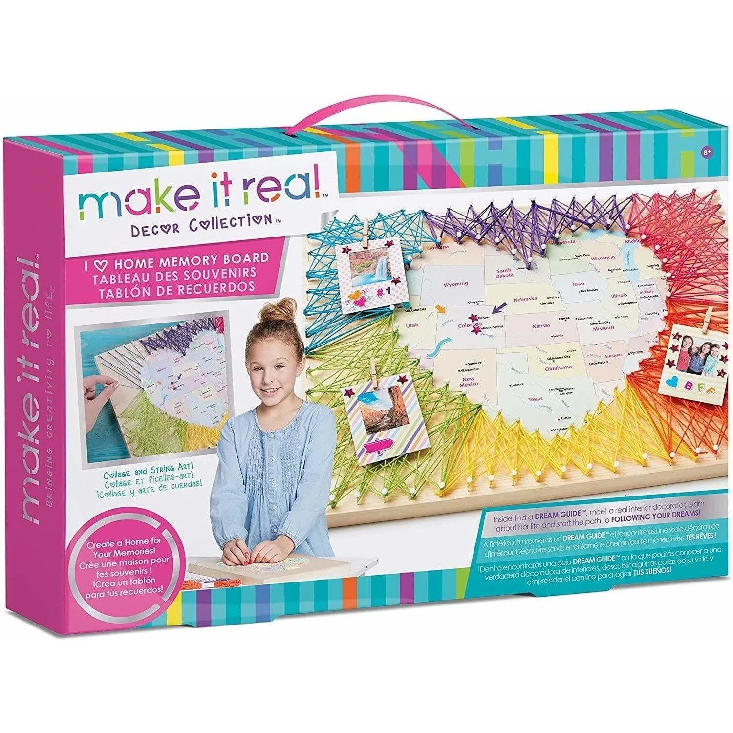 Make It Real I "Heart" Home Memory Board USA Map and Map Pins Craft for Kids