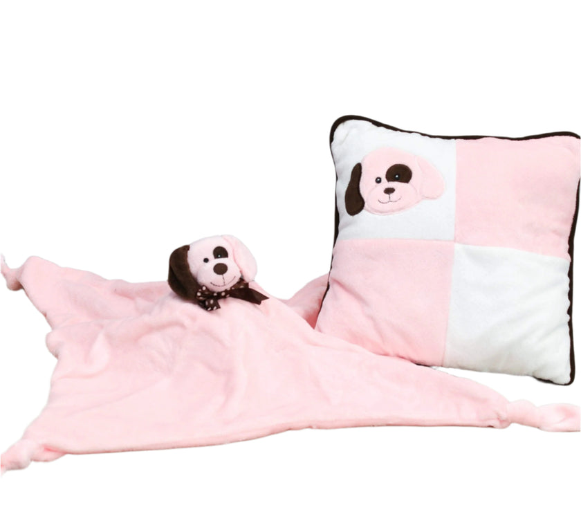 "Jean" the 20in Pink Puppy Pillow and Cuddle Blanket Set by KidKraft