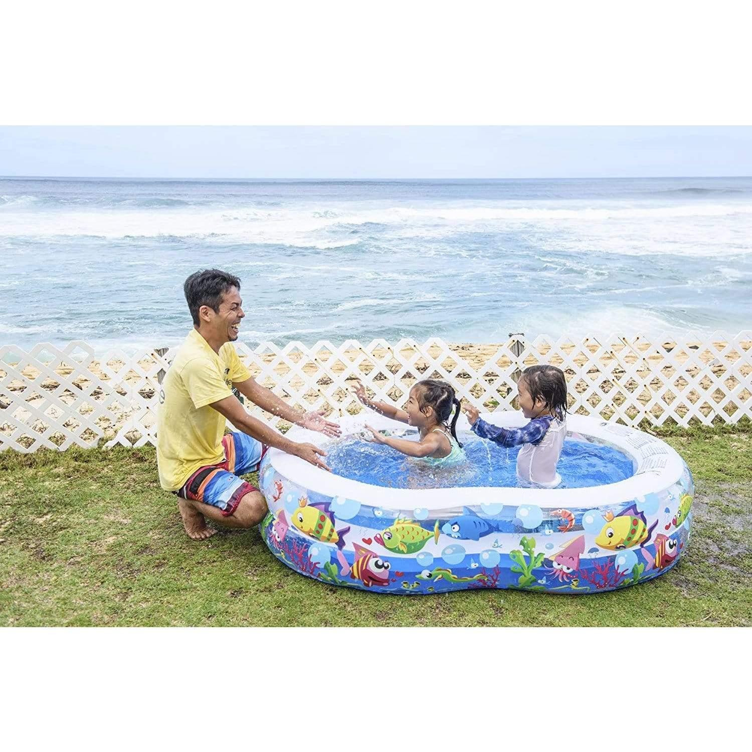 Jilong Figure 8 Pool - Large Children's Pool with Fun Sea Animals Print, for Children from 6 Years, 175X109 cm
