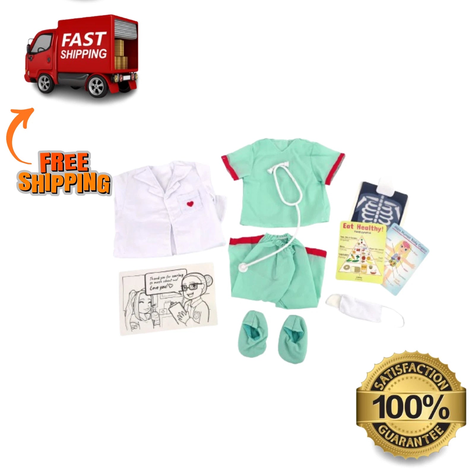 Playtime by Eimmie Doctor Playtime Pack 18" Doll Clothes 11-Pc Kids Toy Set