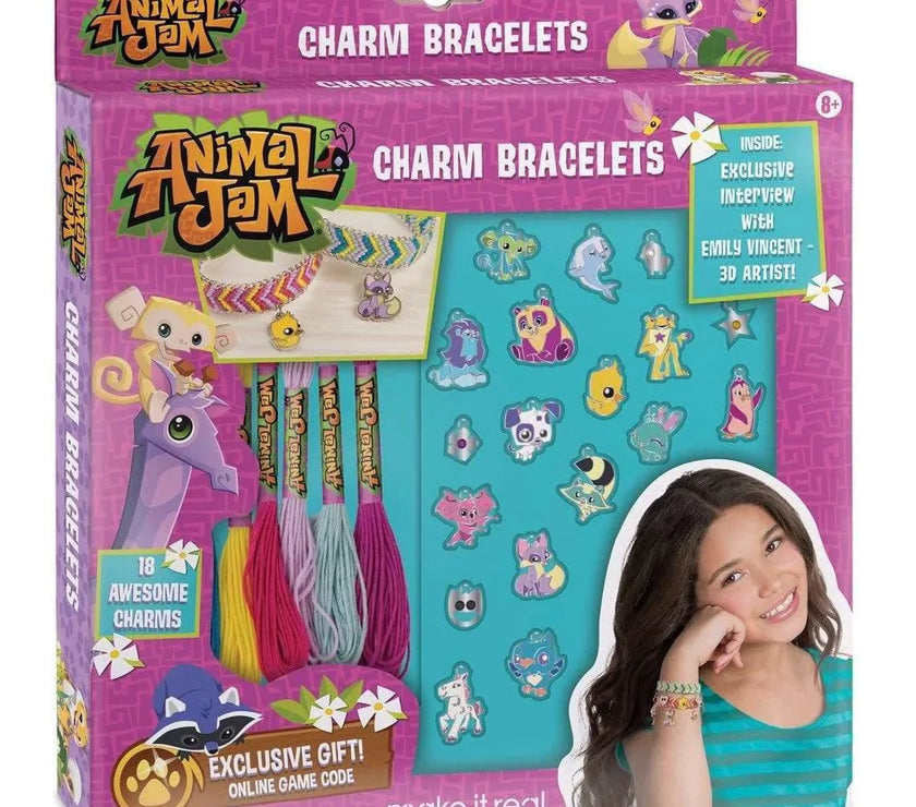 Make It Real - Animal Jam Charm Bracelets. DIY Animal Jam Themed Charm Bracelet Making Kit for Girls. Arts and Crafts Kit to Create Unique Tween Bracelets with Cord, Chains and Metallic Charms