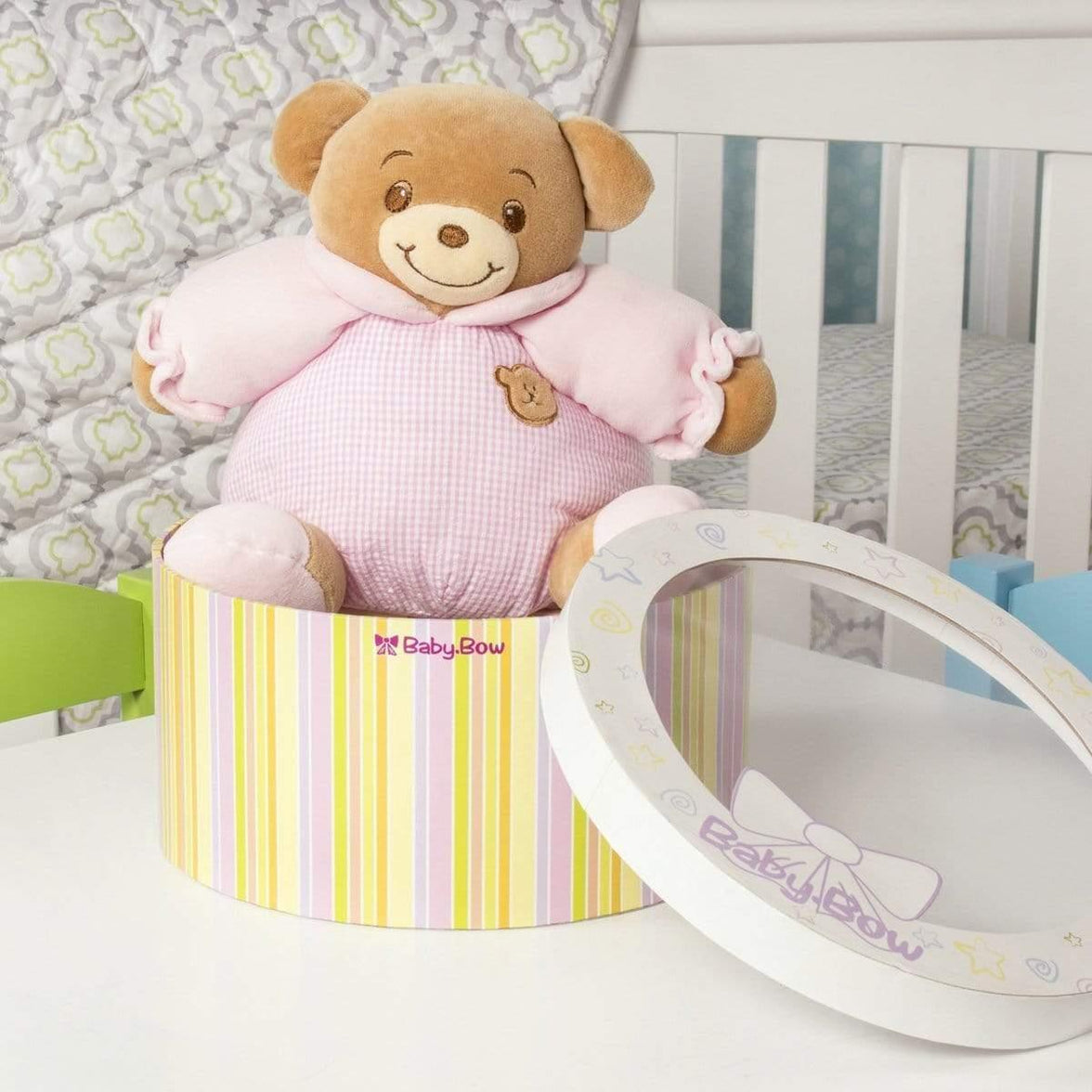 Russ Berrie Stuffed Animals "Marnie" the 8in Baby Bow Rattle Plush Teddy Bear