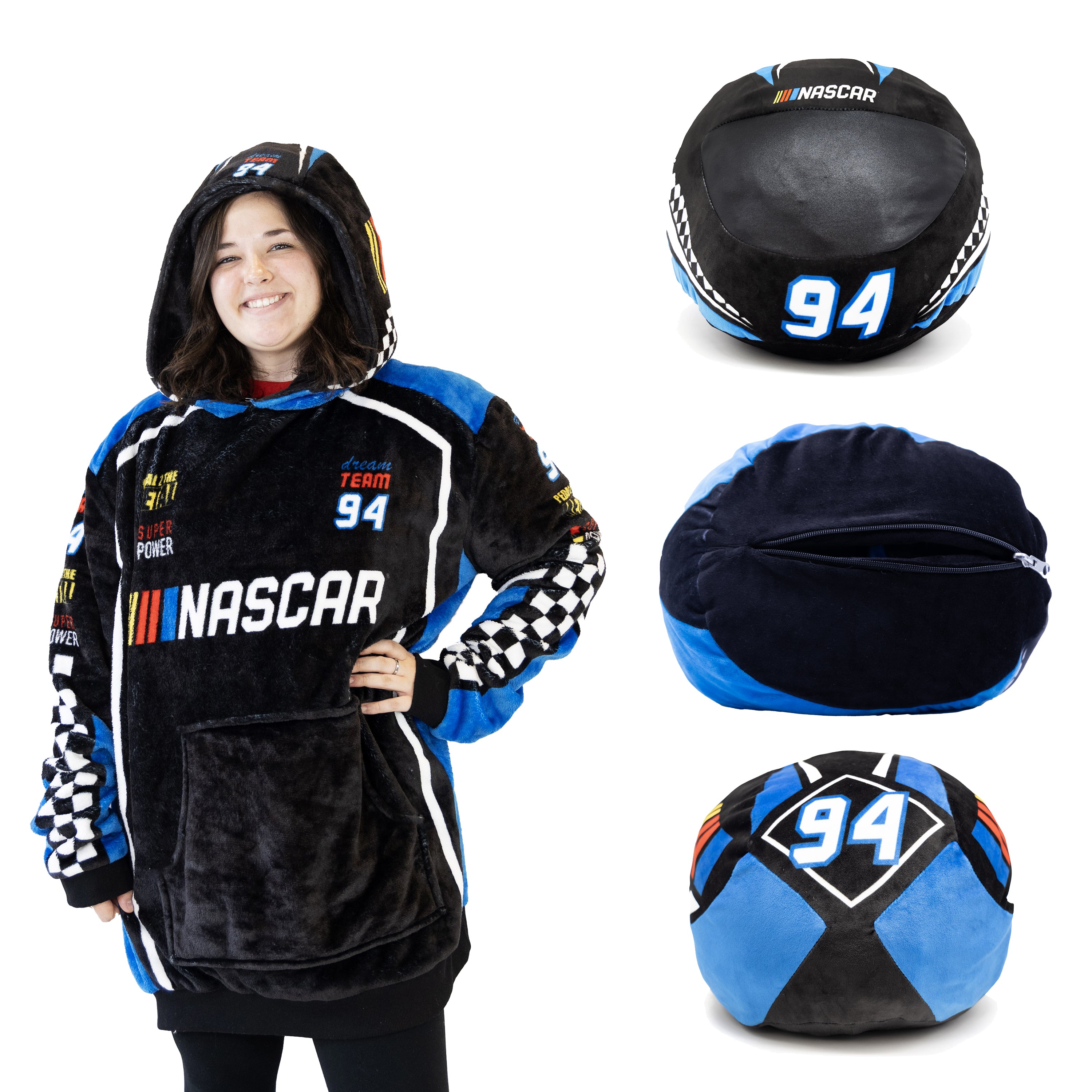 NASCAR | Black Racing Suit Snugible 2-in-1 Blanket Hoodie & Pillow