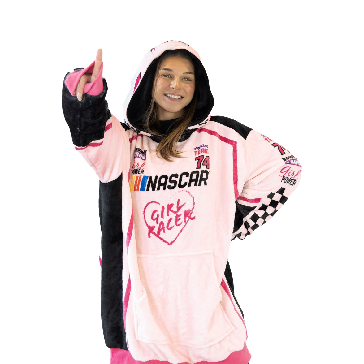 NASCAR | Pink Racing Suit Snugible 2-in-1 Blanket Hoodie & Pillow