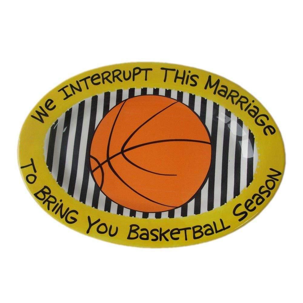 Enesco Our Name Is Mud by Lorrie Veasey Basketball Oval Platter, 1.125-Inch