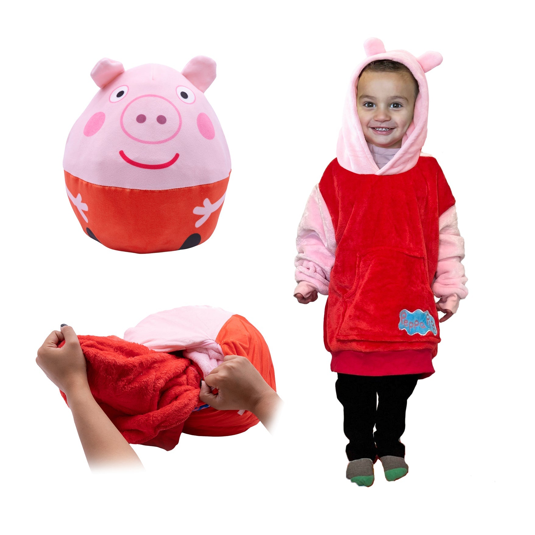 Peppa Pig Toddler Snugible | Blanket Hoodie & Pillow