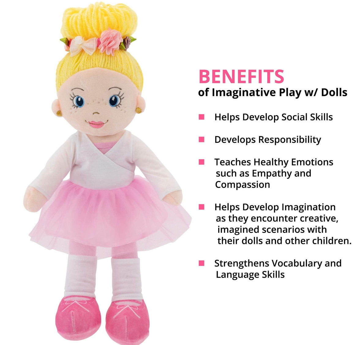 Playtime By Eimmie 14 Inch Rag Doll Eimmie Ballerina Dancer - OrangeOnions Wholesale