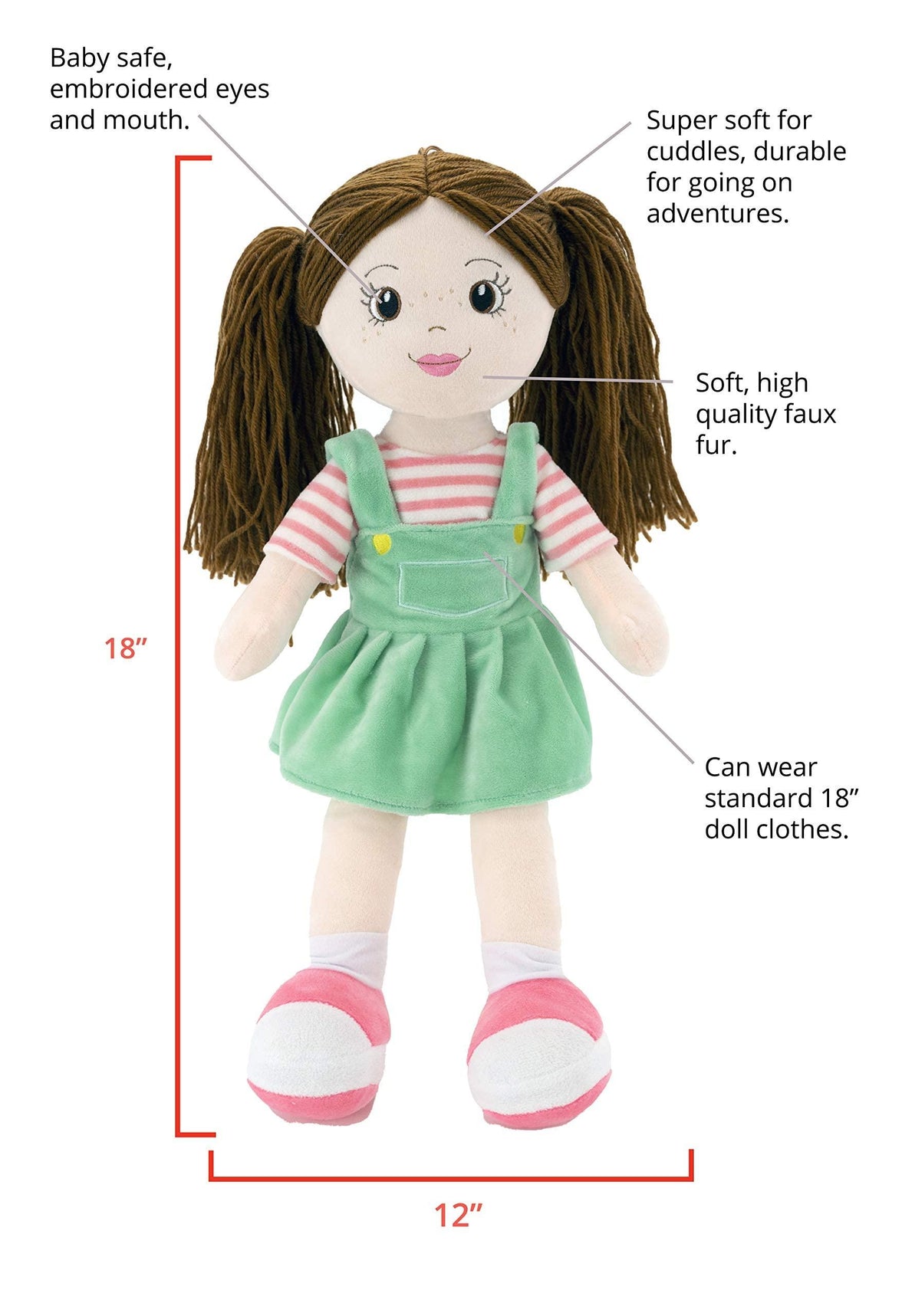 Playtime By Eimmie 18 Inch Rag Doll Allie - OrangeOnions Wholesale