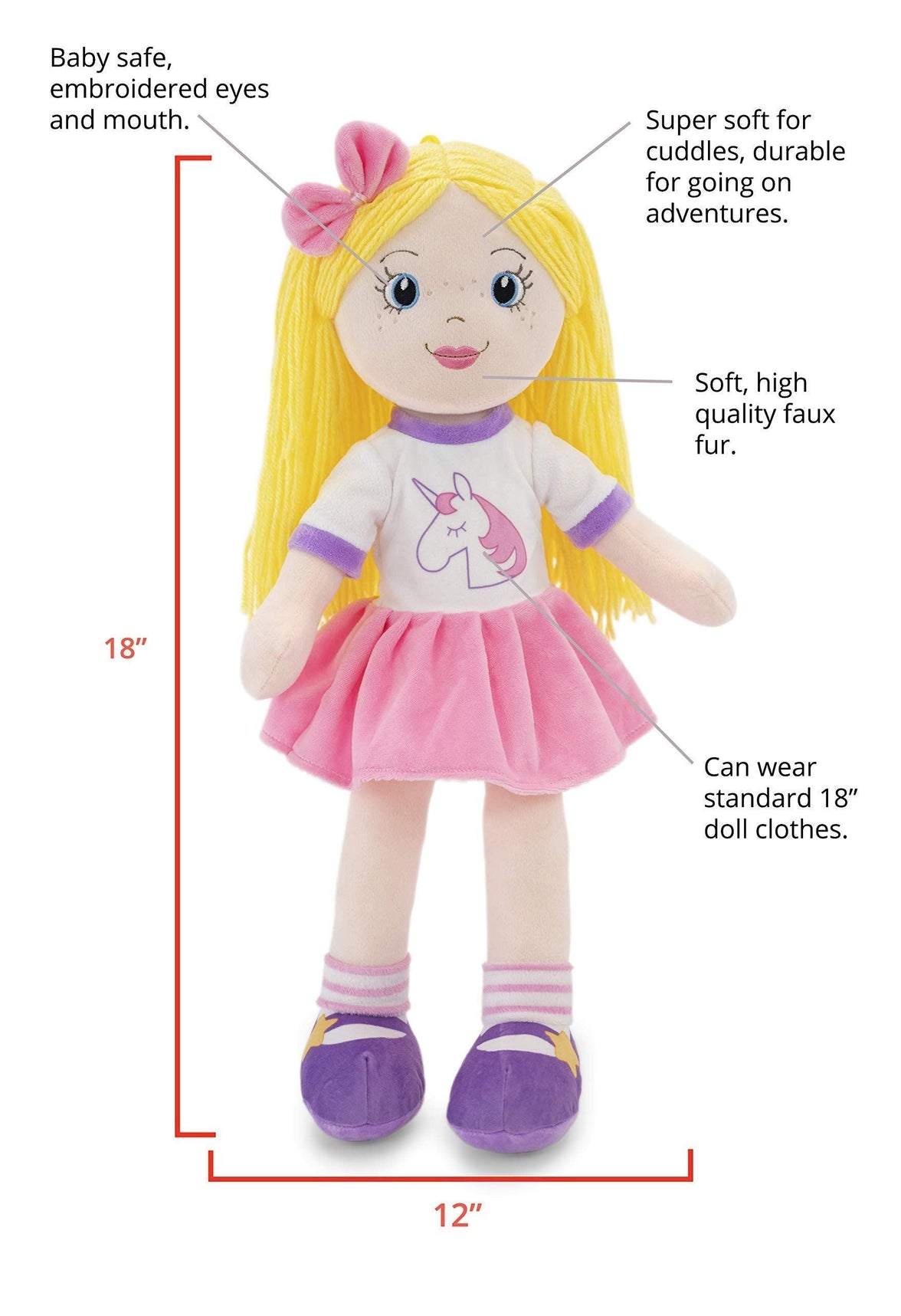 Playtime By Eimmie 18 Inch Rag Doll Eimmie - OrangeOnions Wholesale